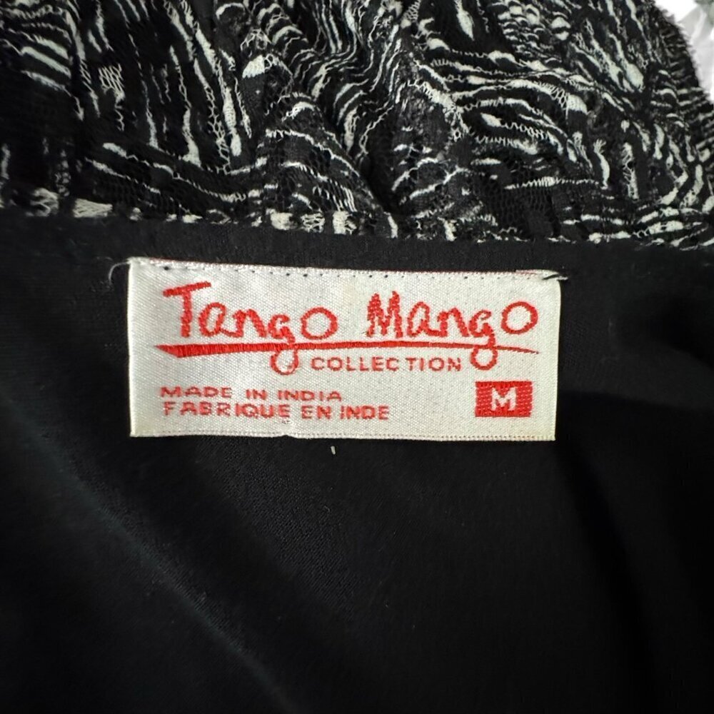 Tango Mango womens size Medium Black & White sleeveless Dress Artsy nylon mesh - Picture 6 of 8